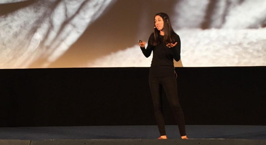 Paola Mariselli lors d'un événement pour présenter un nouveau design Facebook. (photo : moyenne)