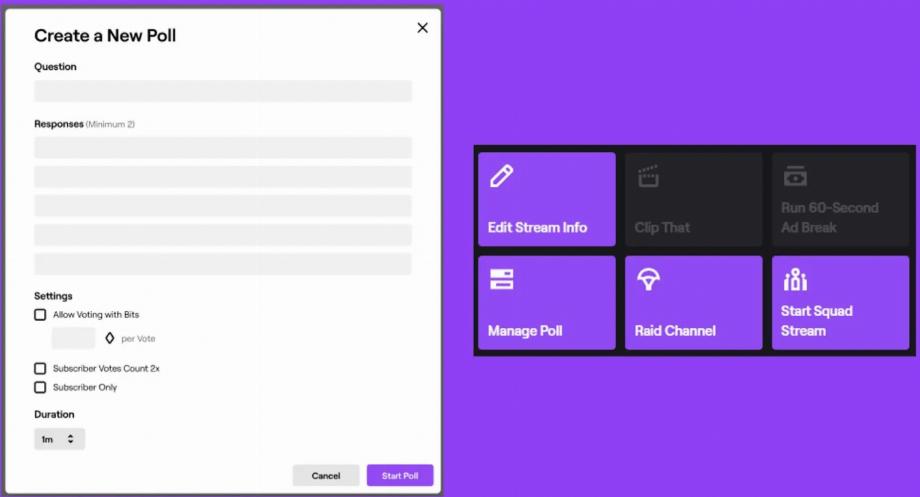 Créer un sondage sur Twitch. (photo : Twitch)