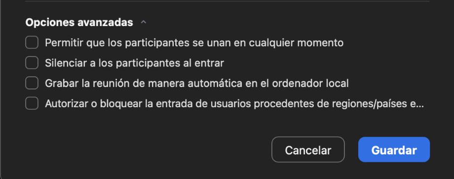 Options de zoom avancées. (photo : Zoom/José Arana)