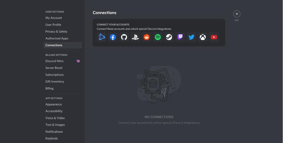 Discord vous permet de lier le service à d'autres comptes