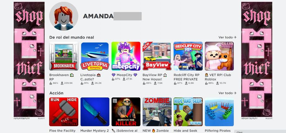 Sur la page d'accueil, vous pouvez voir un certain nombre de jeux disponibles