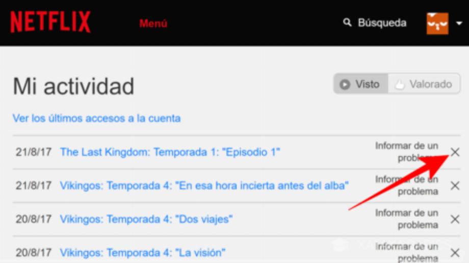 Supprimer une série ou un film de Netflix. (photo : Xataka)