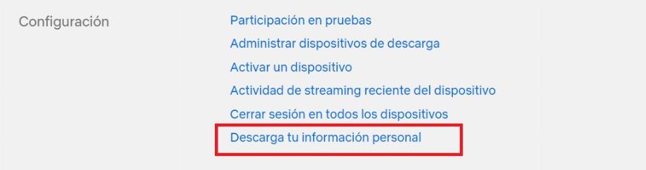 Télécharger les informations personnelles