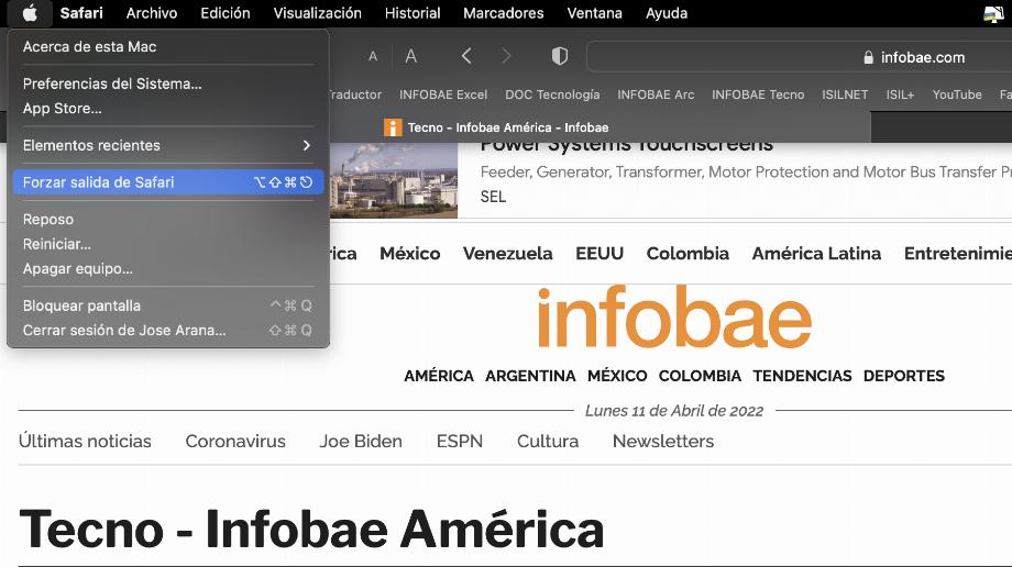 Forcer la fermeture des applications sur macOS. (photo : Safari/MacBook/José Arana)
