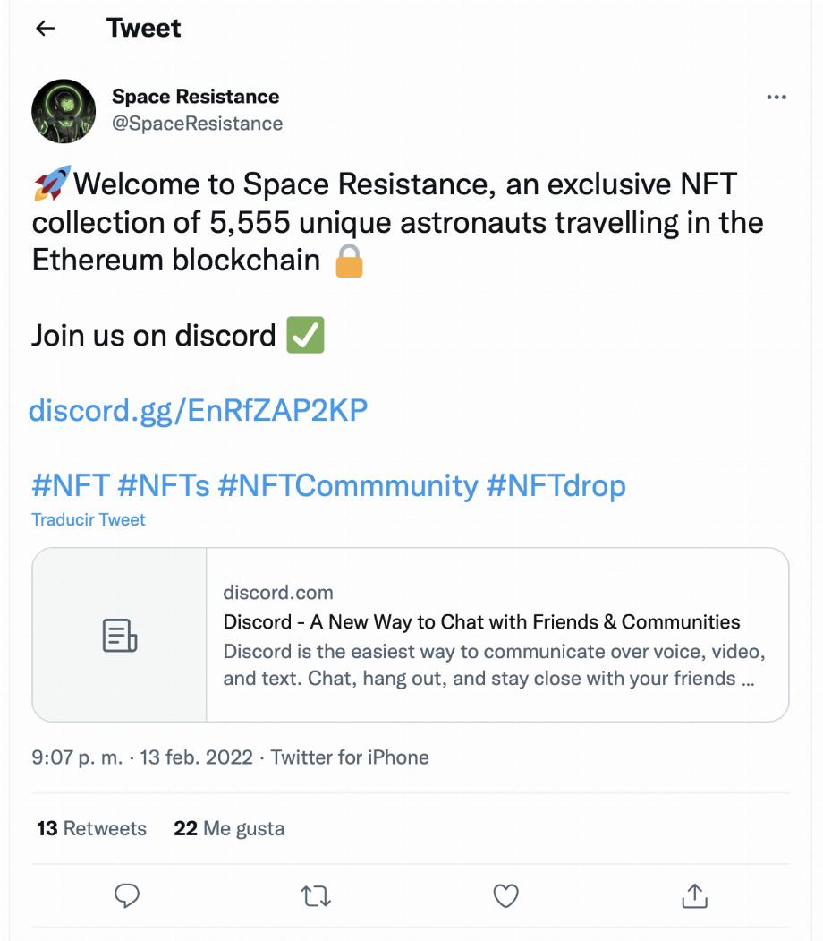 Résistance spatiale. (photo : Twitter)