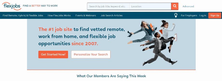 Flexjobs dispose d'un espace avec des événements et des webinaires