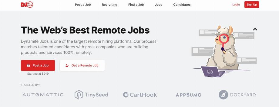Dynamite Jobs est une plateforme bien connue pour la recherche d'emploi à distance