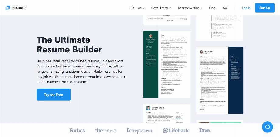 Resume Builder a des modèles prédéfinis en fonction de l'objectif que l'on cherche à atteindre