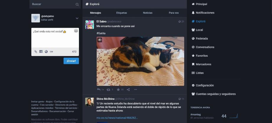 Dans la troisième colonne, il y a des boutons pour explorer les sujets et afficher les notifications, entre autres options
