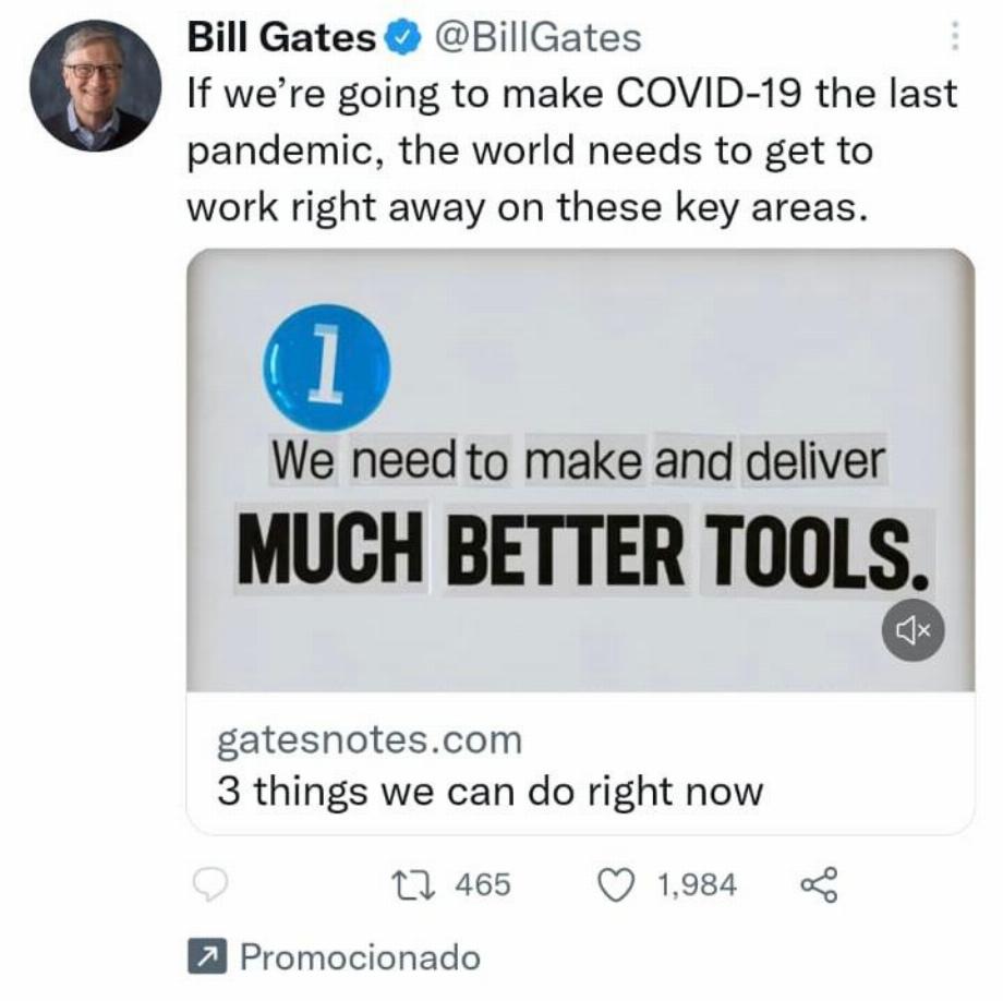 Tweet sponsorisé par Bill Gates