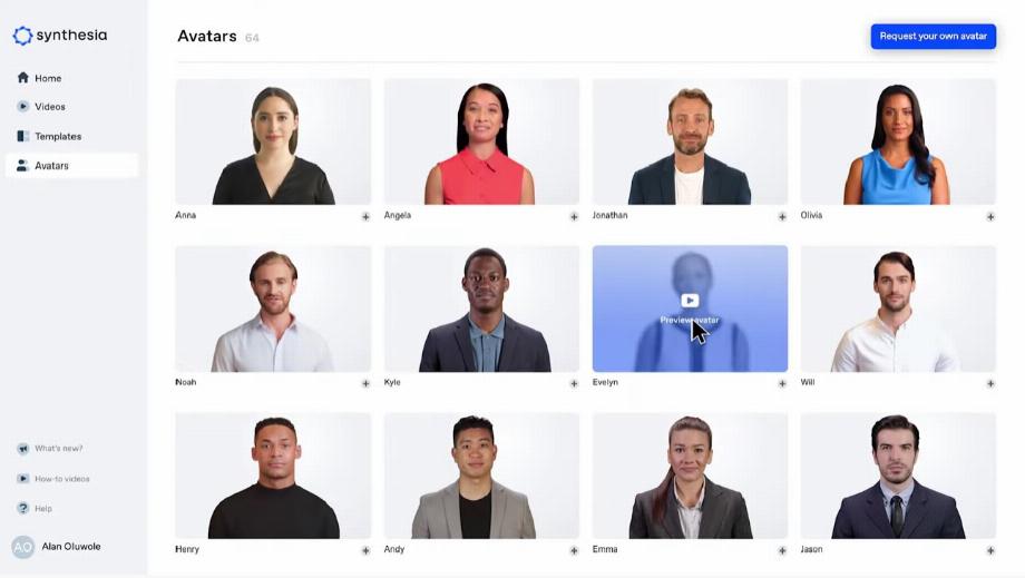 Synthesia vous permet de créer des avatars personnalisés