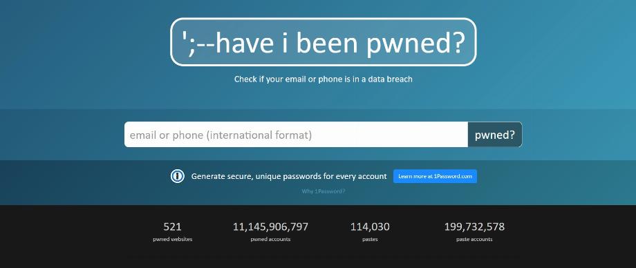 Ai-je été Pwned? est un site qui vous permet d'enquêter si votre adresse e-mail ou votre numéro de téléphone fait l'objet d'une fuite