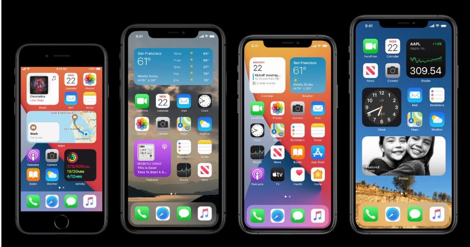 Les nouveaux widgets arrivés avec iOS 14 présentent des informations pouvant être épinglées sur l'écran d'accueil, dans différentes tailles