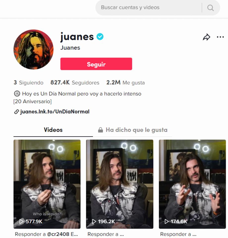 Juanes sur TikTok