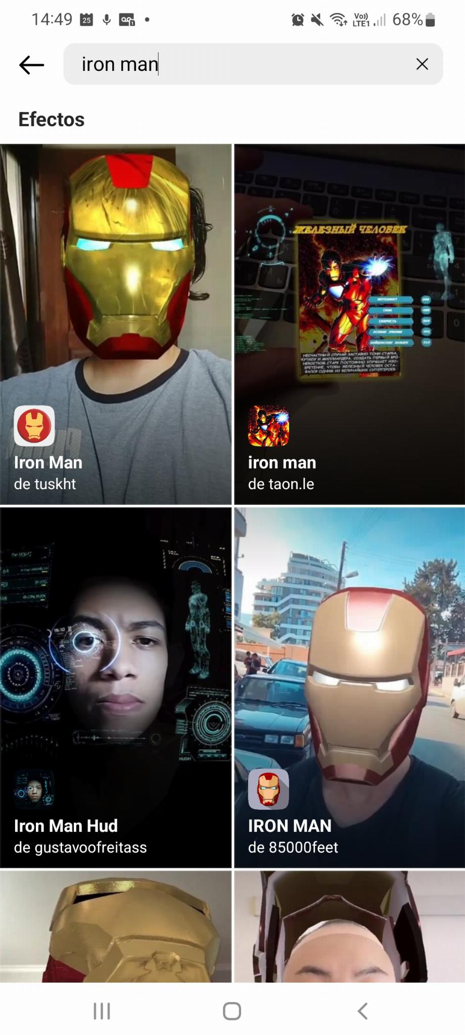 Filtres Iron Man sur Instagram