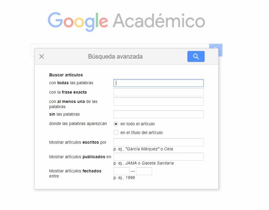 Dans Google Scholar, vous pouvez effectuer des recherches avancées.