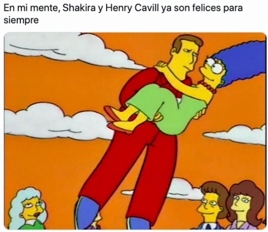Mème Simpsons, faisant référence à Shakira ET Henry Cavill.