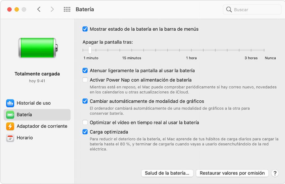 Paramètres d'économie d'énergie, MacBook. (photo : assistance Apple)