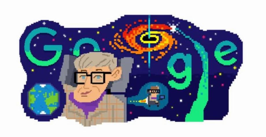 Le concept des doodles consiste à modifier le logo Google pour célébrer des événements ou des personnalités notables (Photo : Stephen Hawking Doodle)