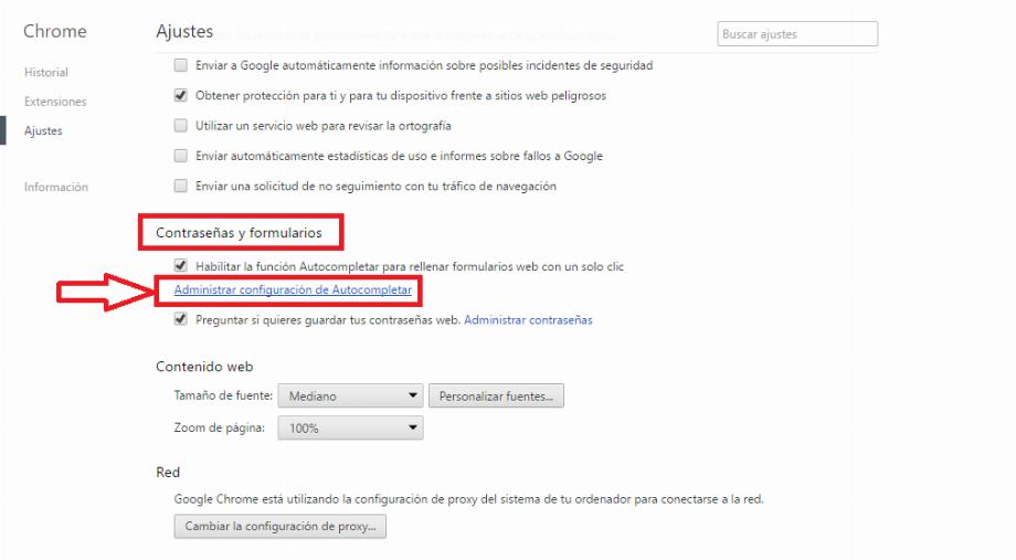 Section de saisie semi-automatique dans les paramètres de Google Chrome. (Photo : Downloadsource.com)