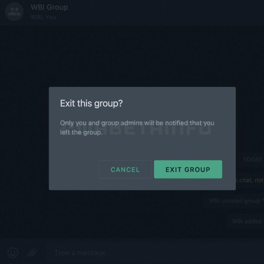 Prochaine mise à jour de WhatsApp lorsqu'une personne quitte un groupe. (photo : WABetaInfo)