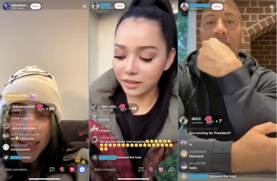 Live de célébrités sur TikTok qui sont fausses. (photo : Tenable)