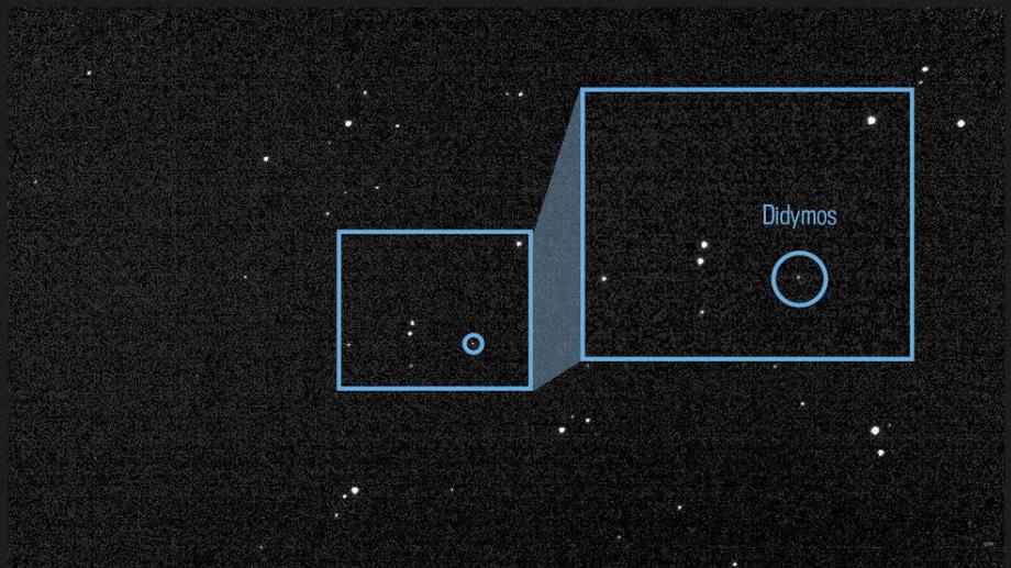 Cette image de la lumière de l'astéroïde Didymos et de sa taupe en orbite Dimorphos est un composite de 243 images prises par la Reconnaissance and Asteroid Camera for Optical Navigation (DRACO) le 27 juillet 2022. (JPL DART Navigation Team The NASA)
