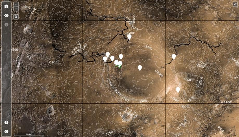 Carte interactive de Mars (Capture d'écran)