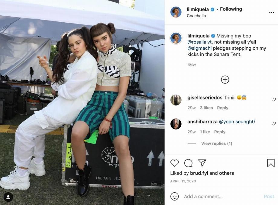 Lil Miquela et Rosalía sur une photo publiée sur le compte Instagram de l'influenceur virtuel