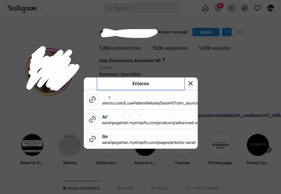 Profil d'un utilisateur pouvant mettre plusieurs liens sur Instagram. (photo : Instagram/Composition/José Arana)