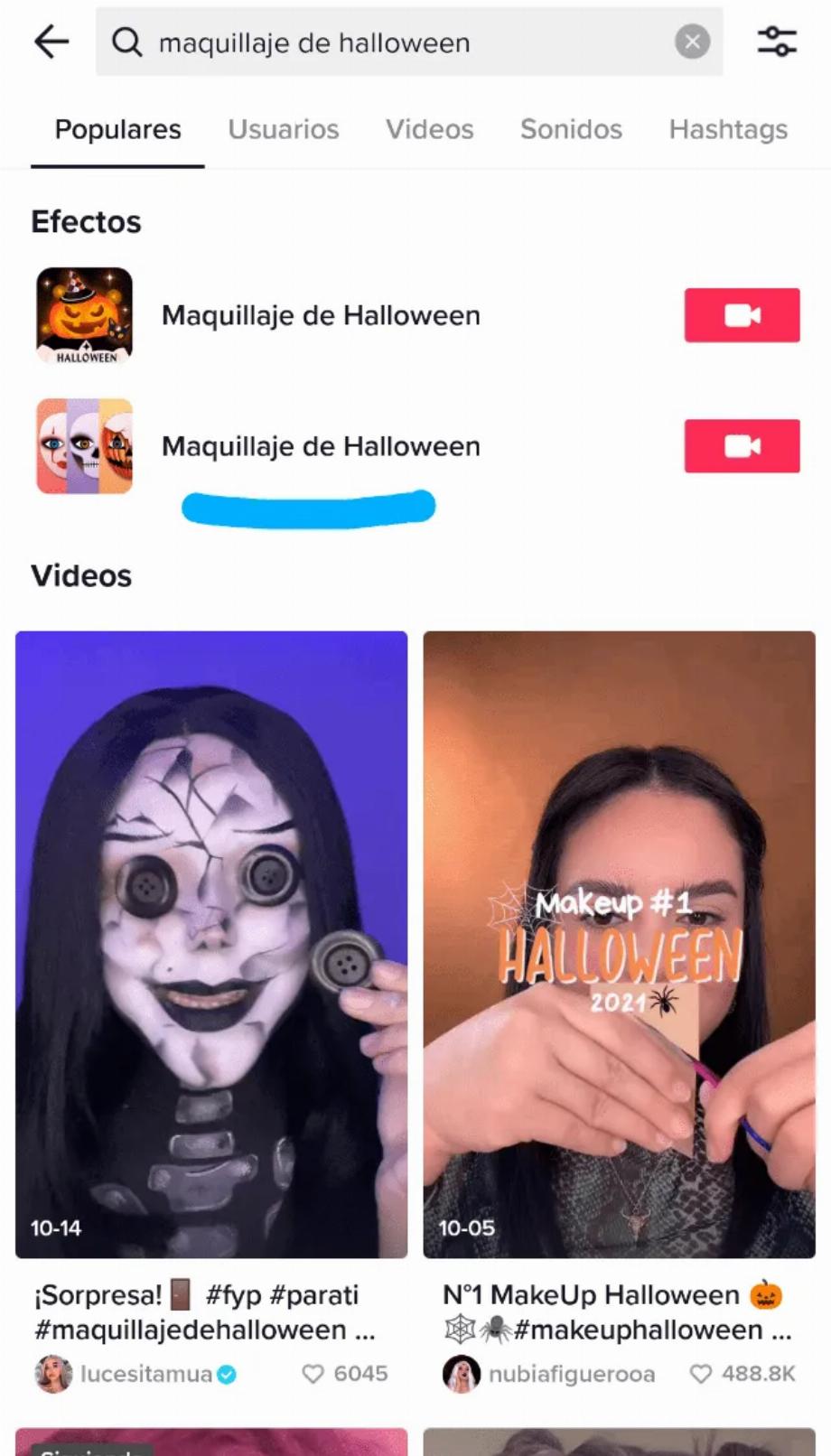 Filtres d'Halloween sur TikTok. (photo : Filup)