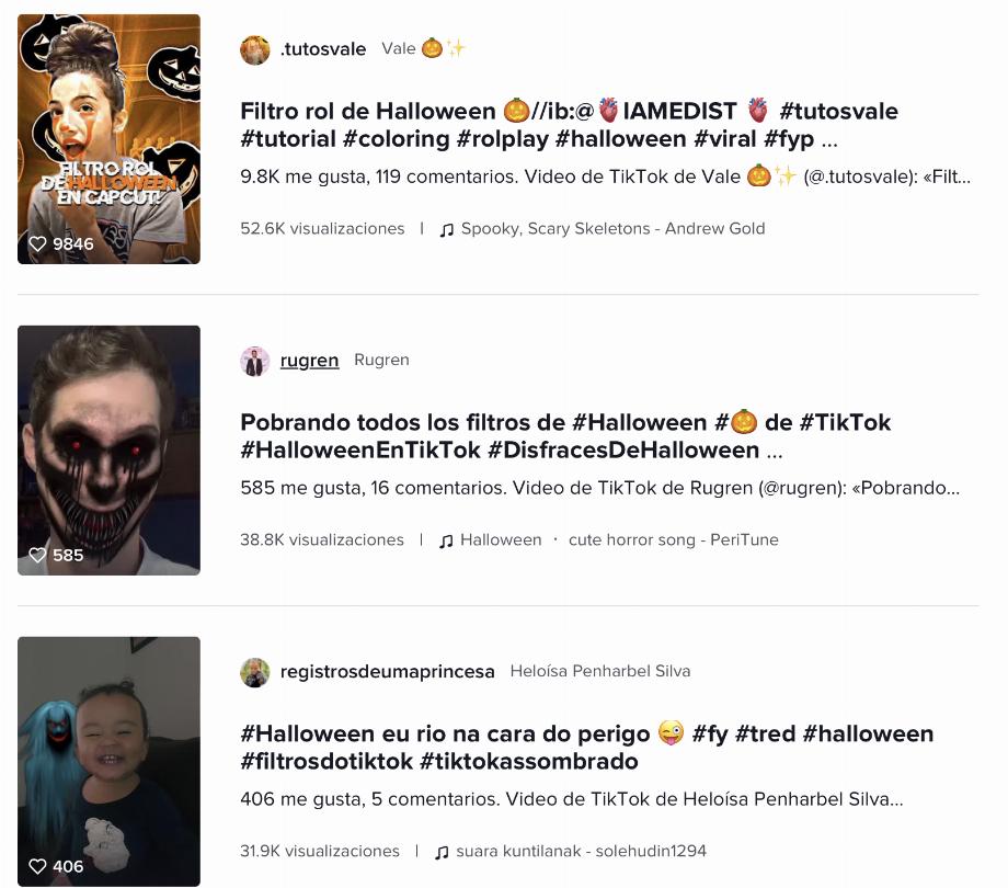 Vidéos d'Halloween sur TikTok. (photo : blog TikTok)