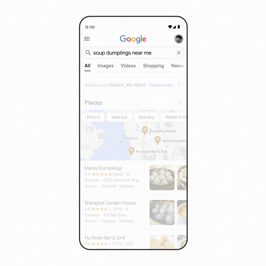 Rechercher des aliments et des restaurants sur Google (Google)