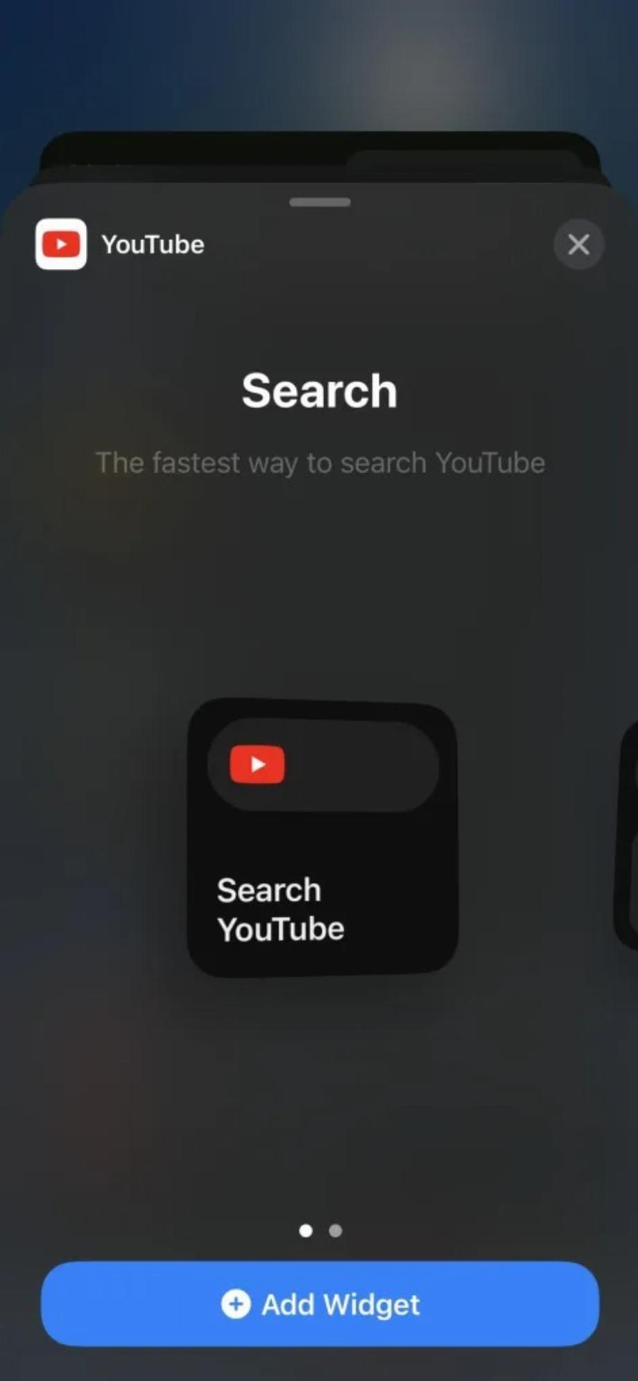 Widget YouTube sur iOS 16 (9to5mac)