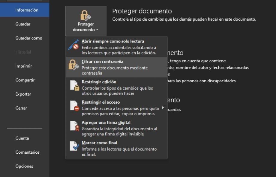 Protéger un document avec un mot de passe dans Word (Capture)