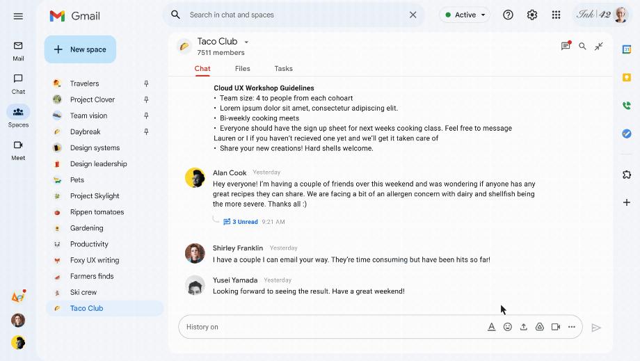 Emojis et conversations personnalisés dans Google Chat (Google)