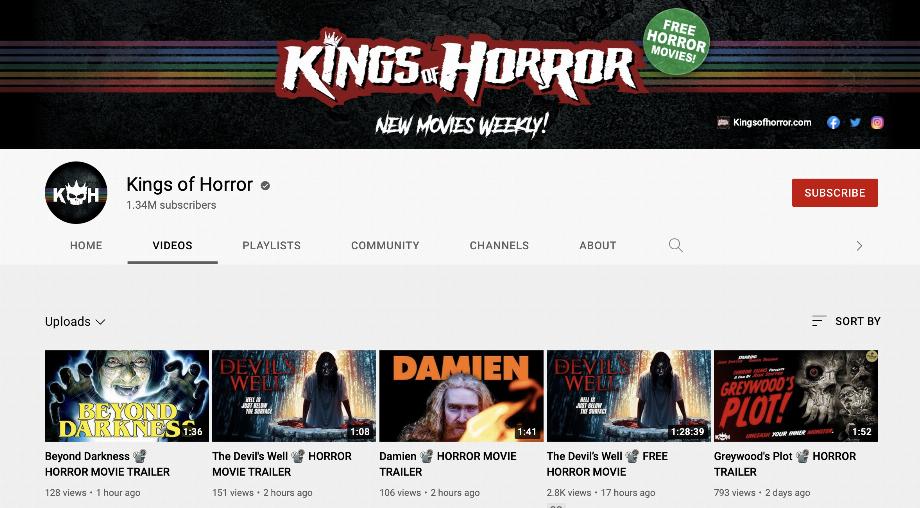 Chaînes YouTube pour regarder des films d'horreur totalement gratuits. (photo : YouTube)