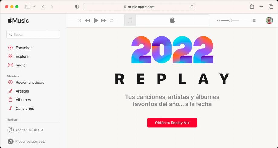 Apple Music Replay est accessible depuis un ordinateur de bureau. (Manzana)