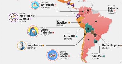 La carte des youtubers avec le plus d'argent au monde