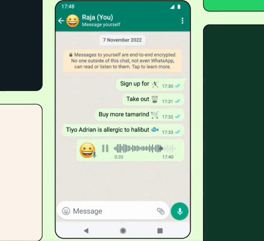 L'application permet déjà de créer un chat avec soi-même pour envoyer du contenu.
