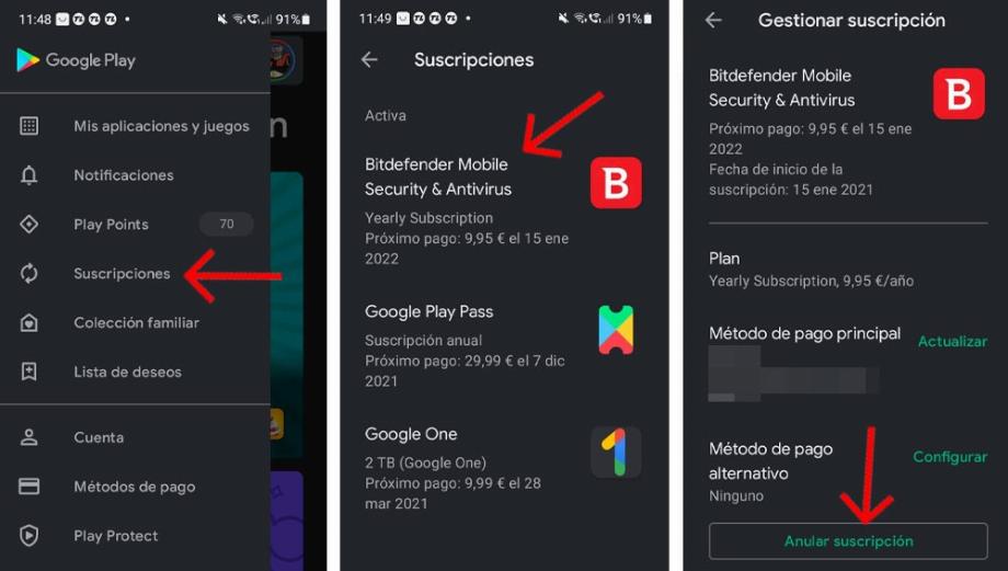 Annuler un abonnement dans le Google Play Store. (photo : assistance Google)