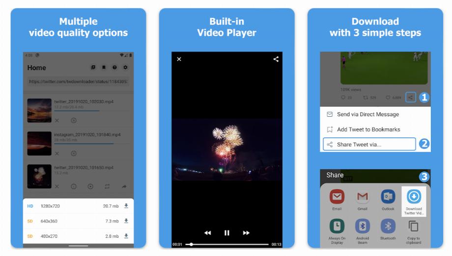 Applications pour télécharger des vidéos à partir de réseaux sociaux. (Capture : Google Play Store)