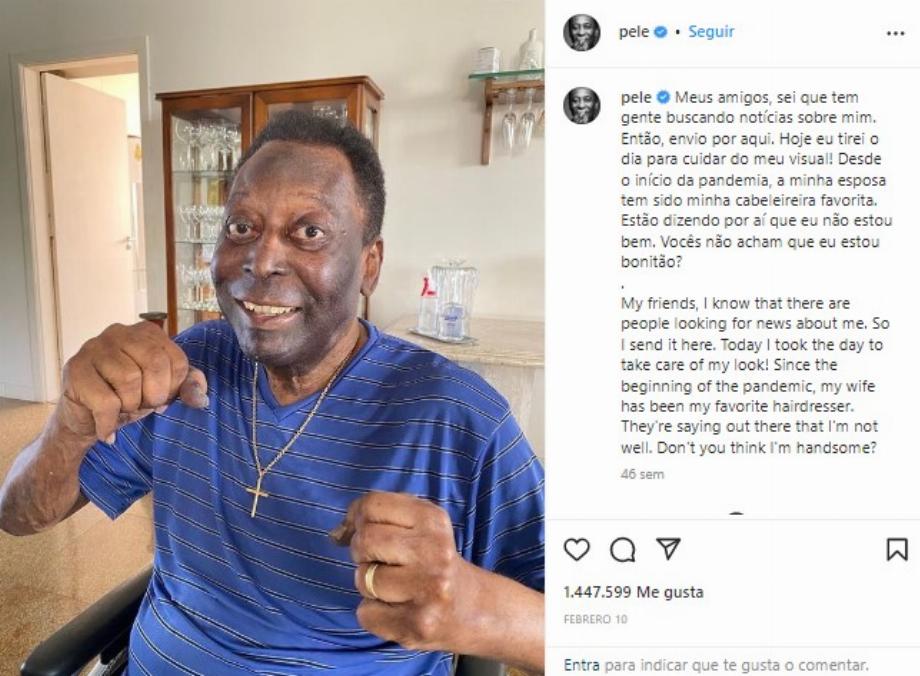 Publication sur le compte Instagram de Pelé sur son état de santé. (Capture)
