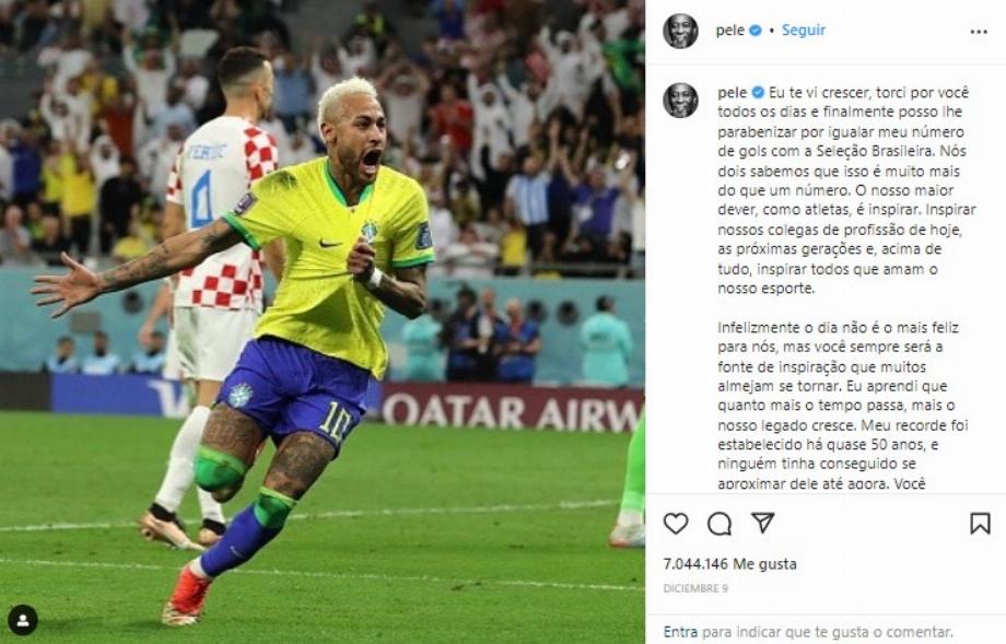 Les messages de Pelé à Neymar sur son profil Instagram officiel. (Capture)