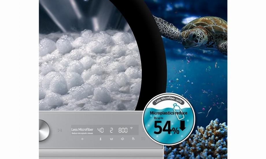 Samsung a annoncé l'ajout de nouvelles fonctionnalités pour réduire la pollution micro plastique lors du salon technologique CES 2023. (Samsung)