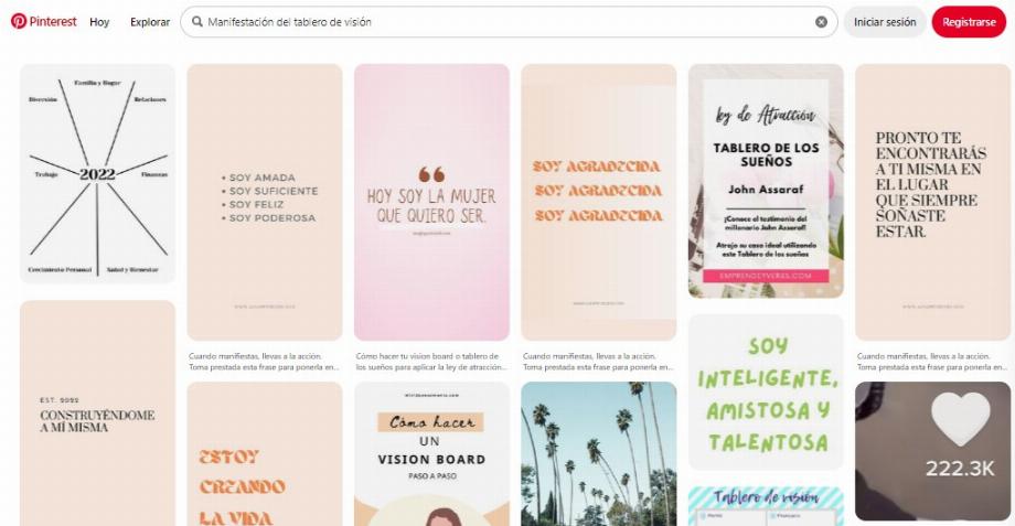 Les recherches du Vision Board sur Pinterest ont été multipliées par plus de 132. (Capture)