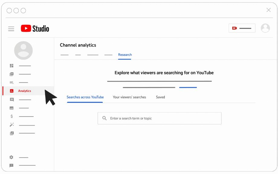 Onglet Recherche dans YouTube Studio. (Google)