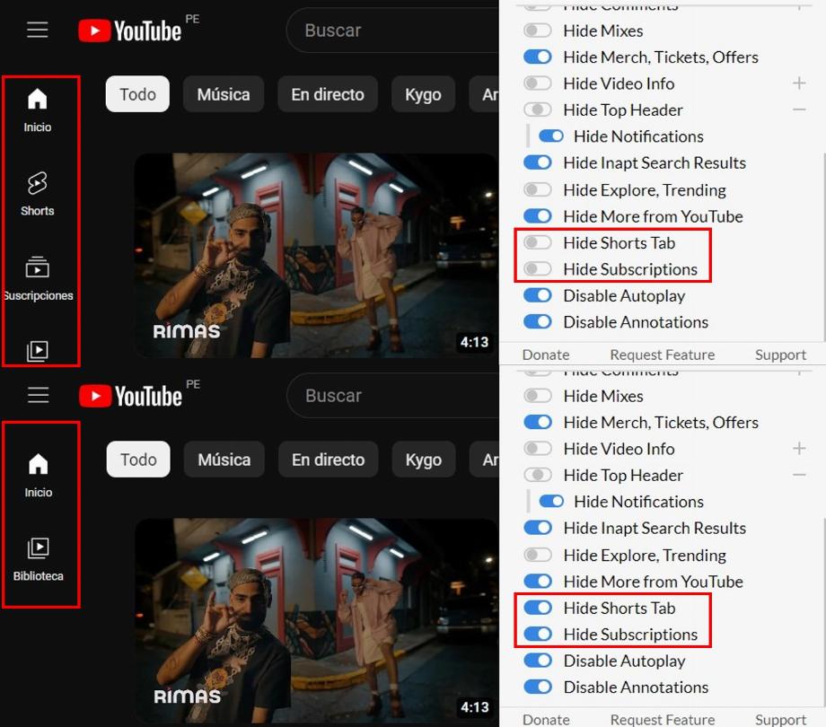 Décrochez, l'extension de navigateur qui supprime les sections de YouTube que les utilisateurs ne veulent pas voir. (Capture)