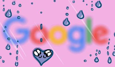 Google célèbre la Saint-Valentin avec un Doodle sous la pluie
