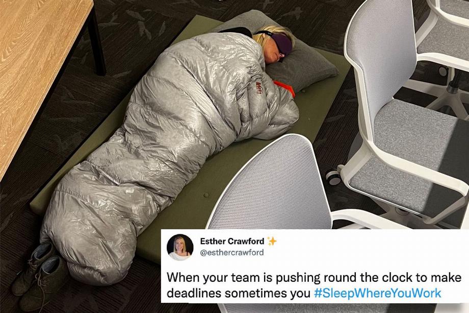 Esther Crawford et la photo dont elle se vantait de dormir sur le sol du bureau de Twitter